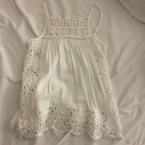 white lace detail tank top